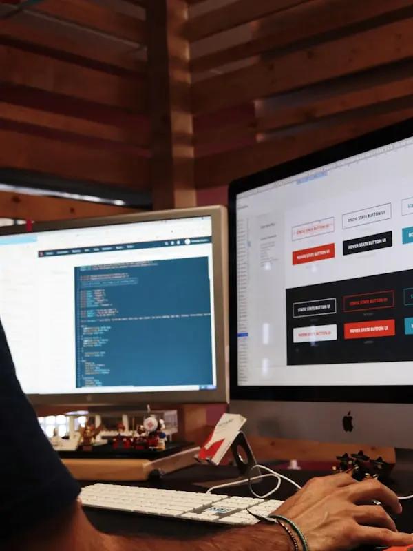 Writer producing SEO-optimized blog content at a desk